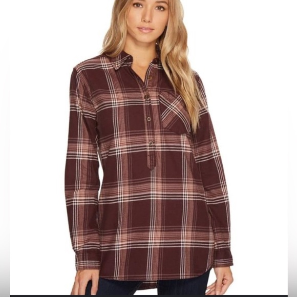 Carhartt Tops - Carhartt Women's Farwell Shirt Deep Wine Brown Cotton Small